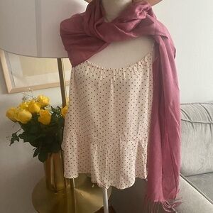 Mango Polka Dot Red Boho Cottage Top Size L